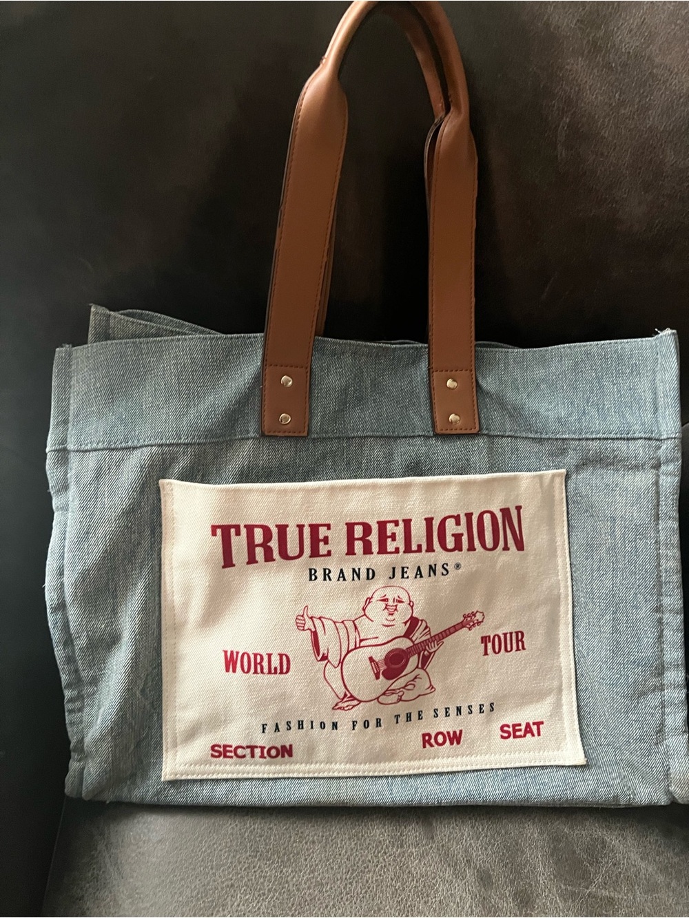 True Religion Light Denim Tote Bag, VGUC